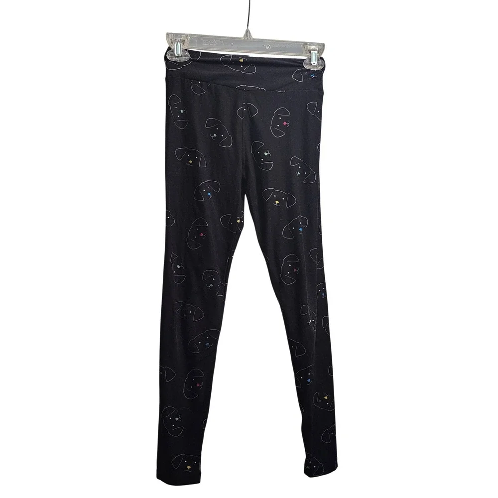 LuLaRoe Tween Black Dog Face Print Leggings‎